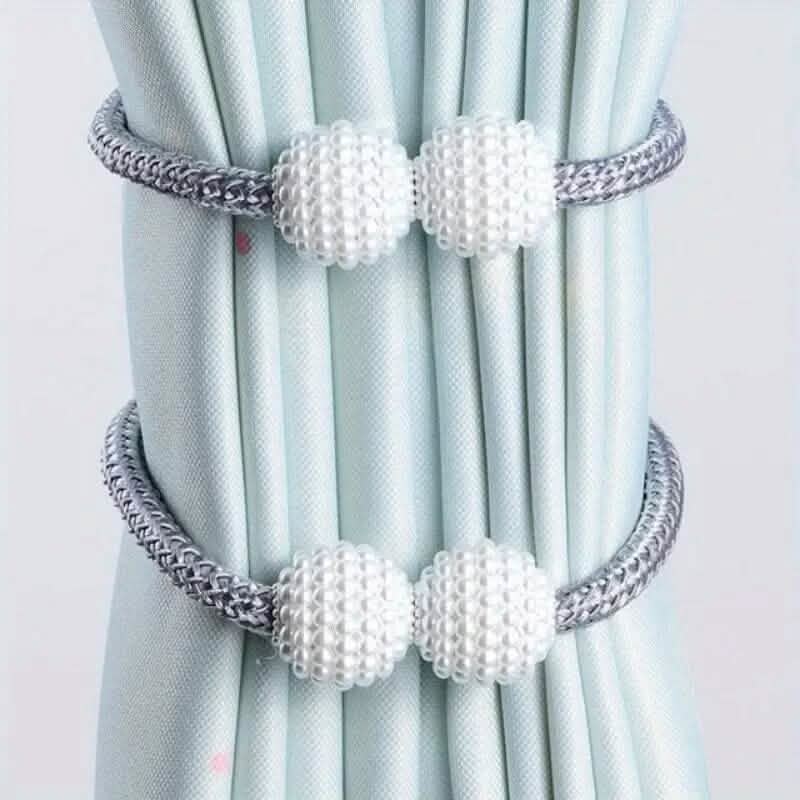 2-Piece: Magnetic Curtain Ties with Artificial Pearls