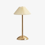 Contemporary Scandinavian rechargeable iron fabric cone pleated LED table lamp for bedside