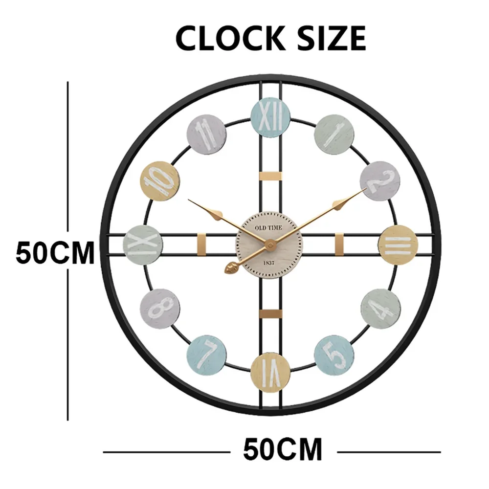 StilTijd – Large Vintage Wall Clock with Roman Numbers and Metal Frame