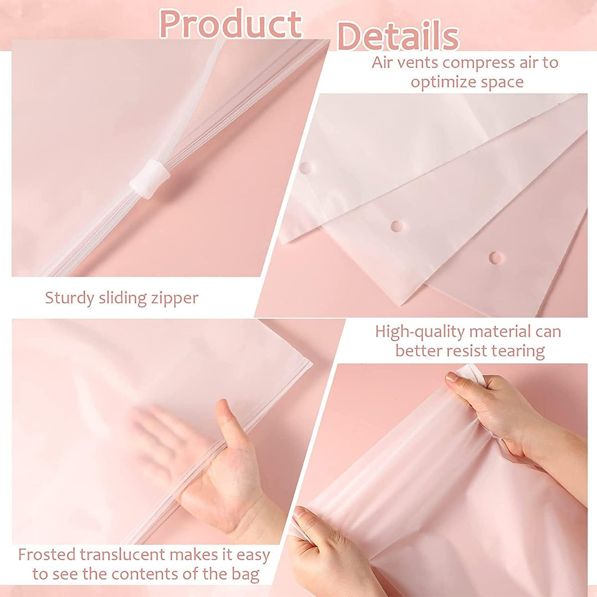 Multi-Purpose Frosted Zip Storage Bags – 20-Pack Plastic Garment Sleeves (Buy 2 Sets, Take 1 FREE)