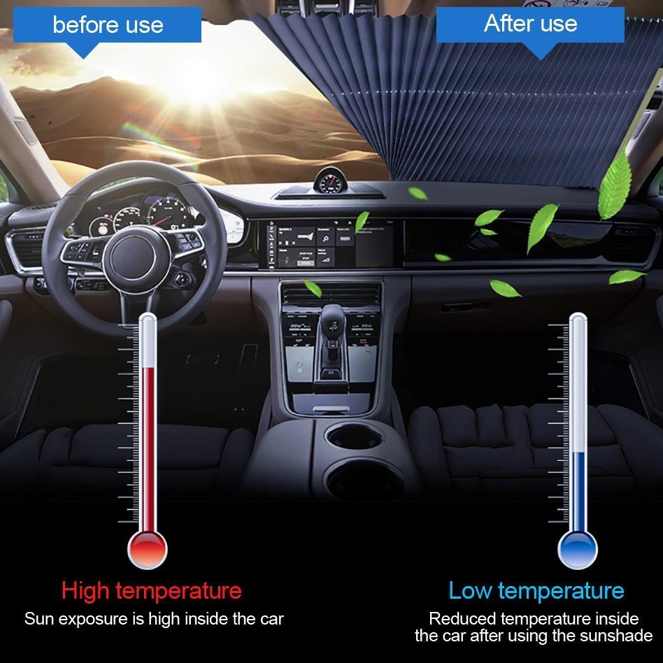 Retractable Car Windshield Sun Shade with UV Protection