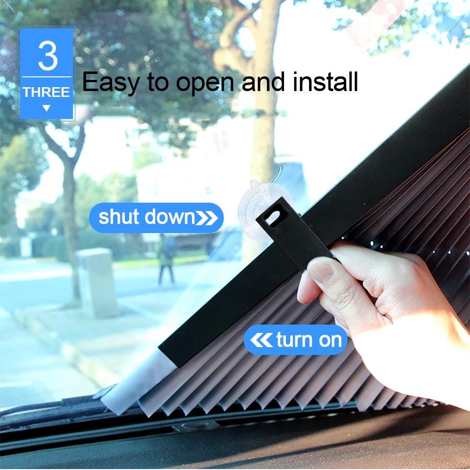 Retractable Car Windshield Sun Shade with UV Protection