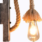Rope Gray Wall Hanging Lamp Bare Bulb 1 Light Industrial Style Wall Lighting Ideas with Wood L-Arm
