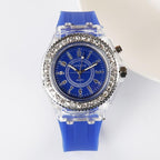 2019 Fashion Silicone Diamond Rhinestone Watch LED Luminous Colorful Lights Watch Women Ladies Quartz Wristwatch