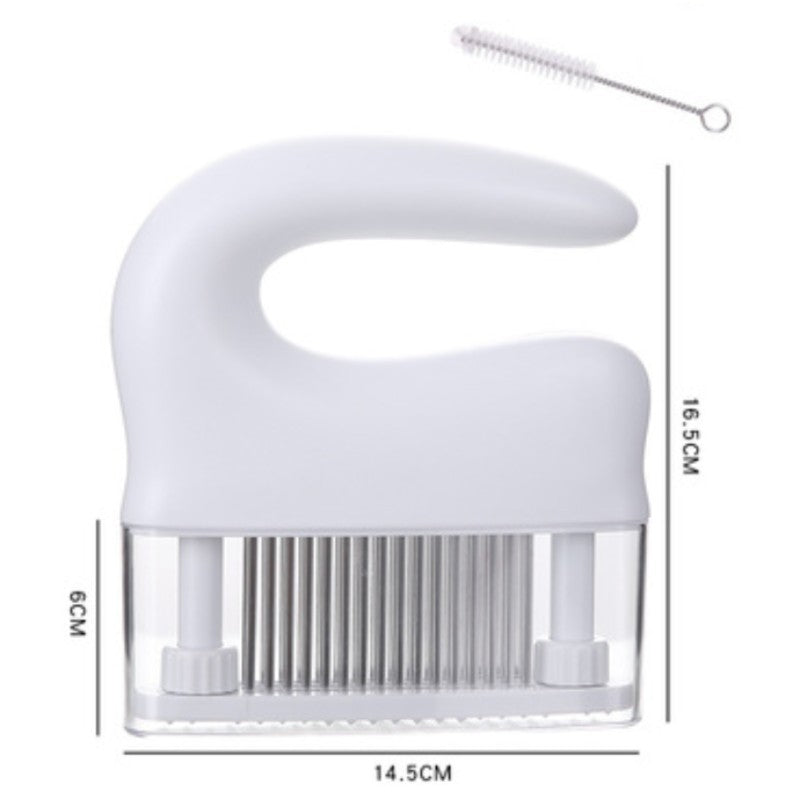 48-pin Stainless Steel Meat Tenderizer, with Cleaning Brush, Comfortable Grip and Easy to Clean Design, for Steak, Chicken, Fish and Pork
