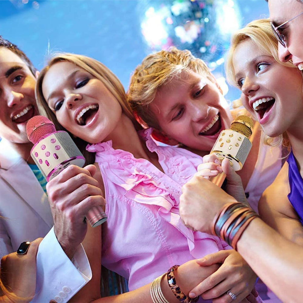 Rechargeable wireless Bluetooth karaoke microphone