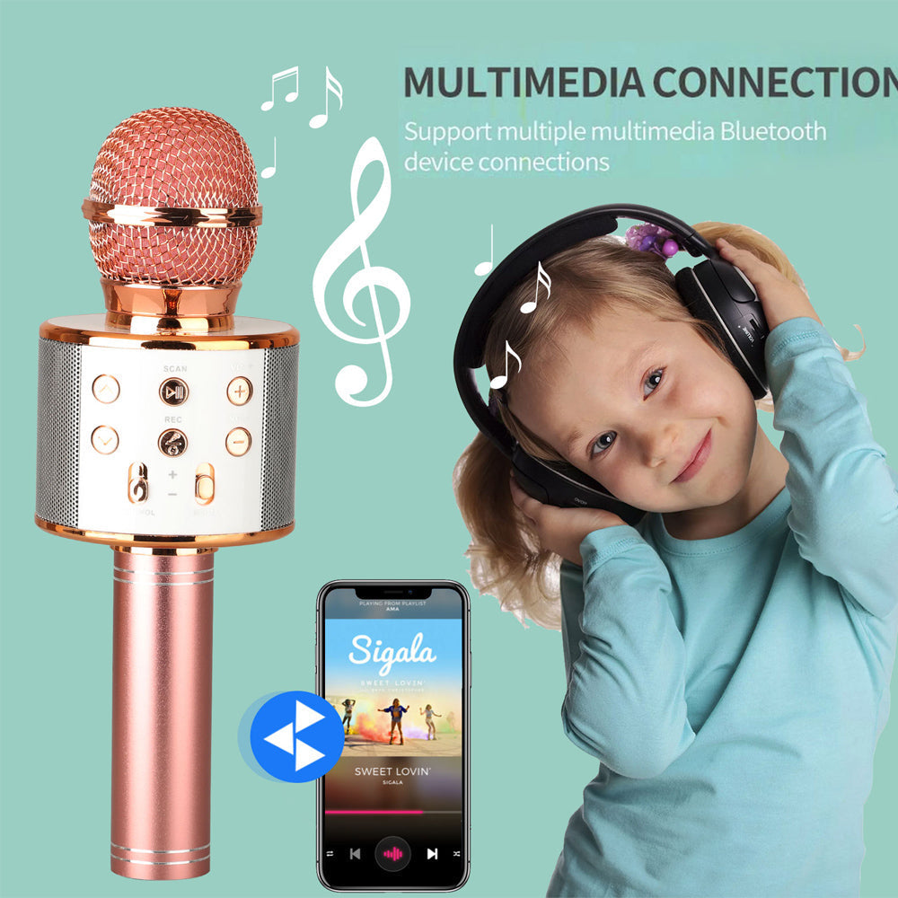 Rechargeable wireless Bluetooth karaoke microphone