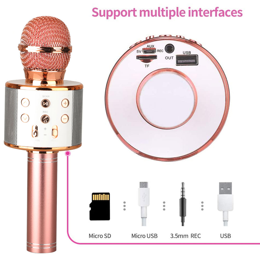 Rechargeable wireless Bluetooth karaoke microphone