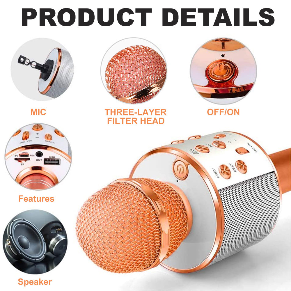 Rechargeable wireless Bluetooth karaoke microphone