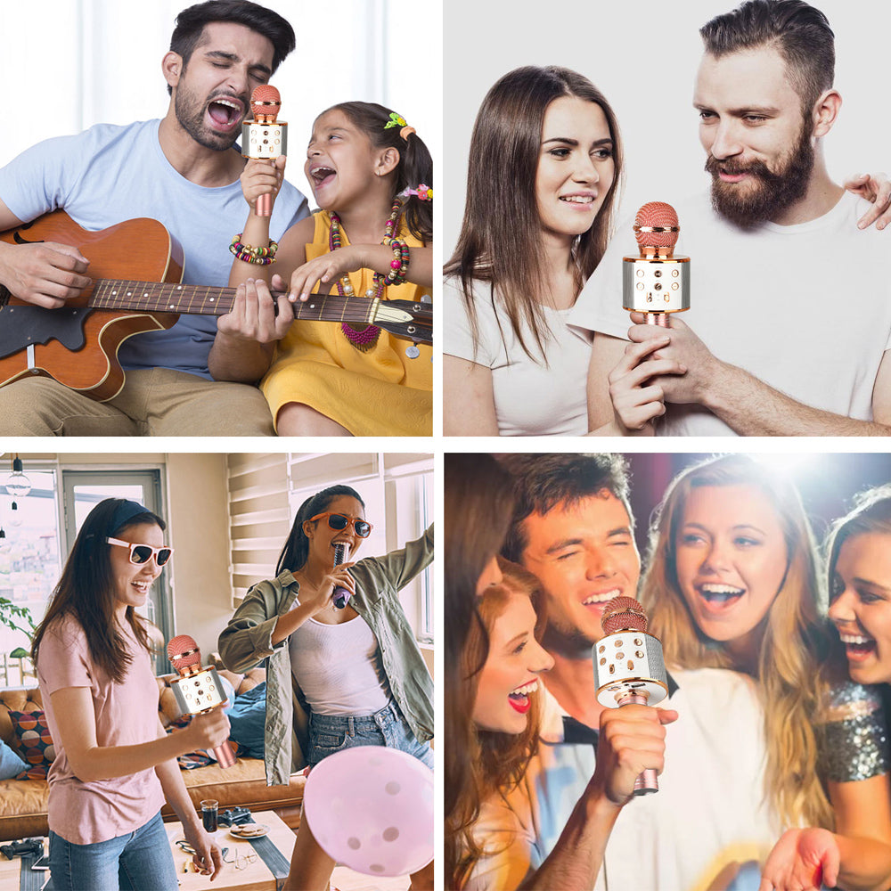 Rechargeable wireless Bluetooth karaoke microphone