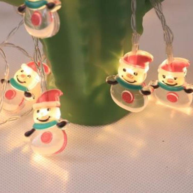 Battery-Powered Christmas LED String Lights with Snowman Designs and Multiple Lengths