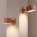Simple wood USB rechargeable touch magnet LED night light wall sconce lamp
