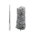 Retractable and washable, curved dust brush in microfiber