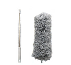 Retractable and washable, curved dust brush in microfiber