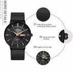 Luxury Men’s Ultra-Thin Waterproof Stainless Steel Quartz Watch – Elegant Date Display Sports Wristwatch