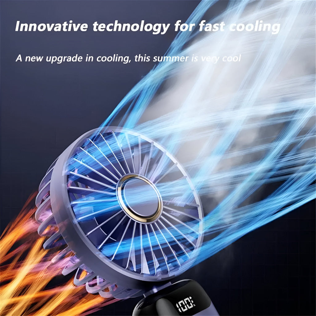 Rechargeable Handheld Mini Fan | 5-Speed, 90-Degree Adjustable & Quiet for Office, Home & Outdoor Use