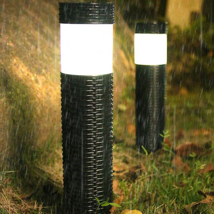 Outdoor Solar Rattan Cylindrical LED Garden Lawn In-ground Landscape Light