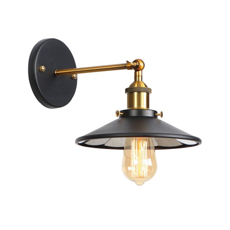 Metal straight arm wall lighting fixture factory 1 bulb dining room wall lamp in black and brass