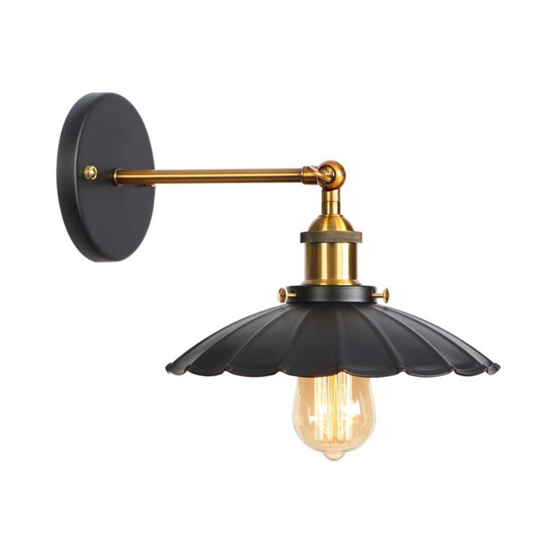 Metal straight arm wall lighting fixture factory 1 bulb dining room wall lamp in black and brass