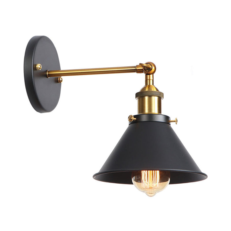 Metal straight arm wall lighting fixture factory 1 bulb dining room wall lamp in black and brass