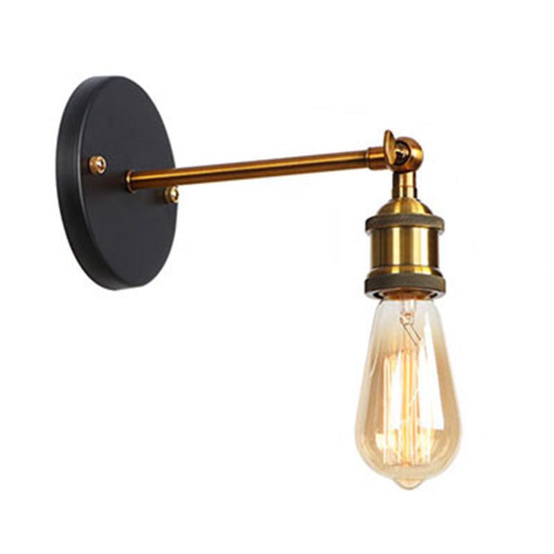 Metal straight arm wall lighting fixture factory 1 bulb dining room wall lamp in black and brass