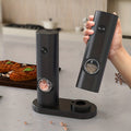 Electric Pepper and Salt Grinder Set with Adjustable Coarseness and LED Light
