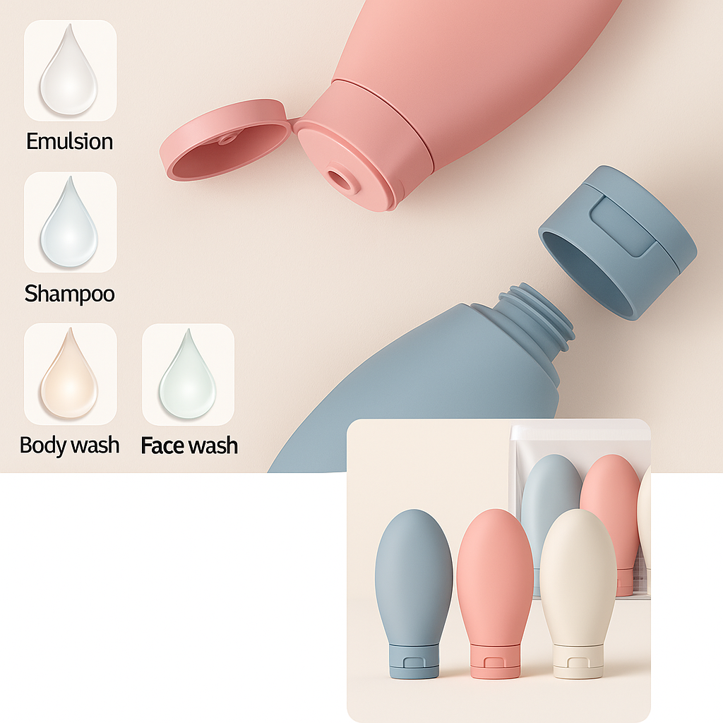 Leak-Proof Silicone – 60 ml Refillable – Ideal for Carry-On Trips