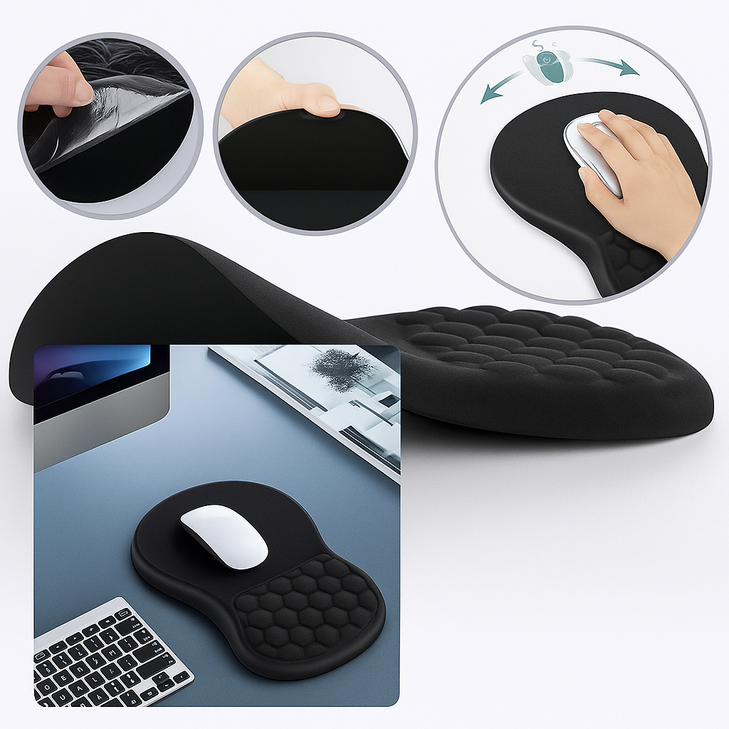 Relieves Wrist Pain – Cushioned Non-Slip Base – For Office Work & Gaming