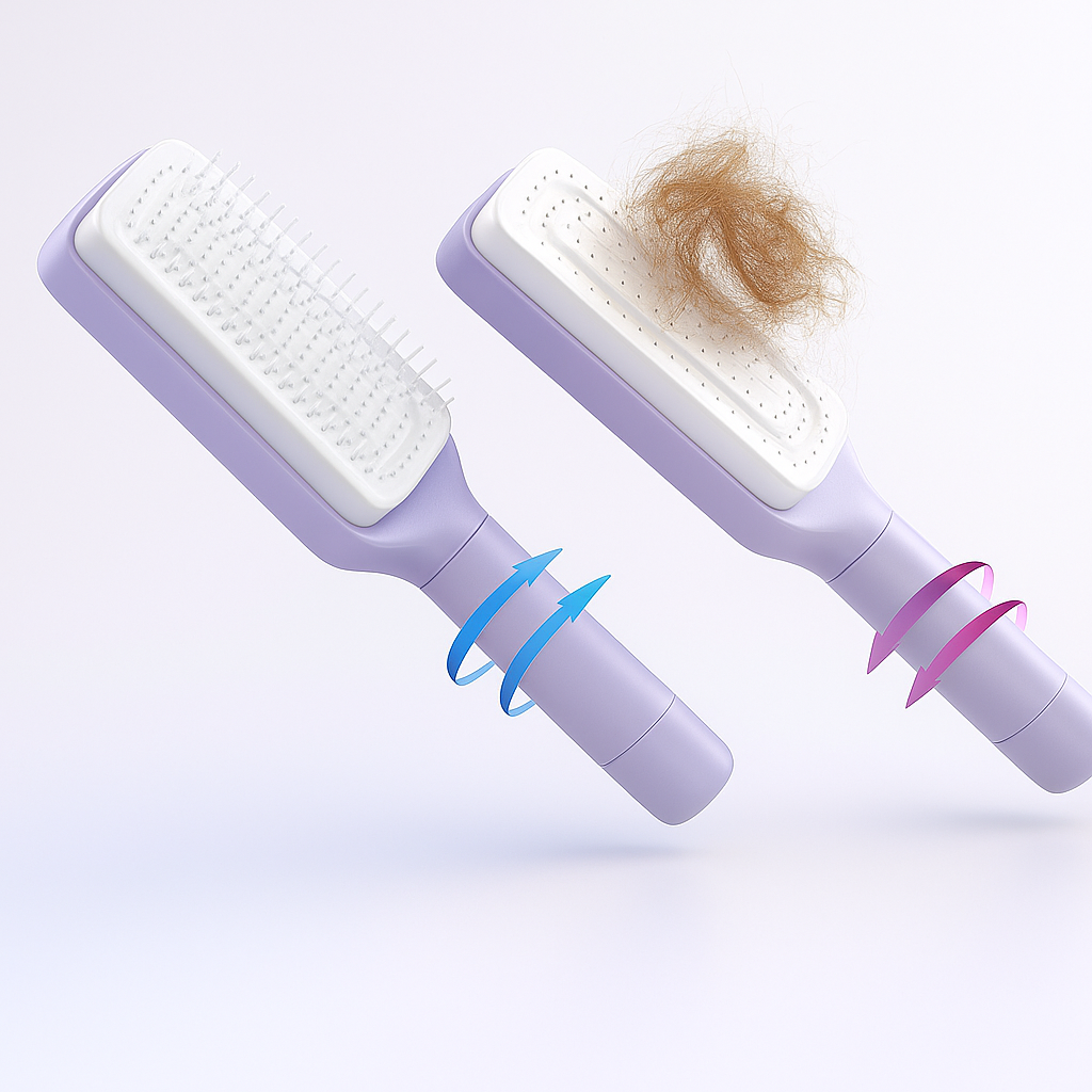 Cleaning Hairbrush – Gentle Detangle – Retractable Bristle Design – For All Hair Types & Busy Mornings