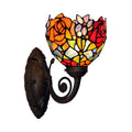 Wall lamp Bowl Mediterranean Hand-cut Glass 1-Light Black Flower Pattern Wall-mounted Light
