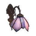 Handcrafted Glass Flowers Wall Light Mediterranean 1 Bulb Black Wall Mounted Lamp with Curved Arm