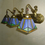 Trapezium Wall Mount Lamp Fixture Tiffany Bronze Cut Glass Wall Lighting with Mermaid Arm