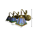 Trapezium Wall Mount Lamp Fixture Tiffany Bronze Cut Glass Wall Lighting with Mermaid Arm