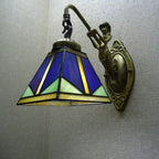 Trapezium Wall Mount Lamp Fixture Tiffany Bronze Cut Glass Wall Lighting with Mermaid Arm
