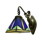 Trapezium Wall Mount Lamp Fixture Tiffany Bronze Cut Glass Wall Lighting with Mermaid Arm