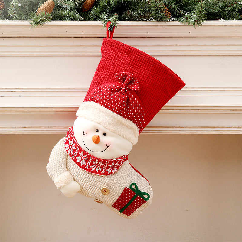 Large Red White Knitted Christmas Stocking