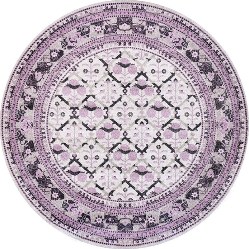 Ethnic Multicolor Floral Rug Synthetic Pearls Rug Non-Slip Backing Pet-Friendly Machine Washable Rug for Large Room