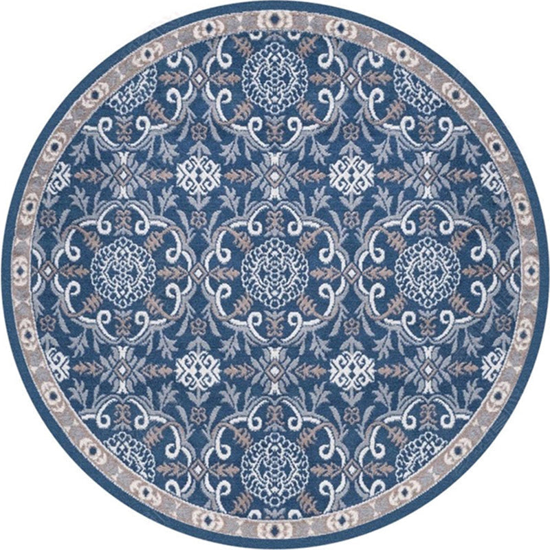 Ethnic Multicolor Floral Rug Synthetic Pearls Rug Non-Slip Backing Pet-Friendly Machine Washable Rug for Large Room
