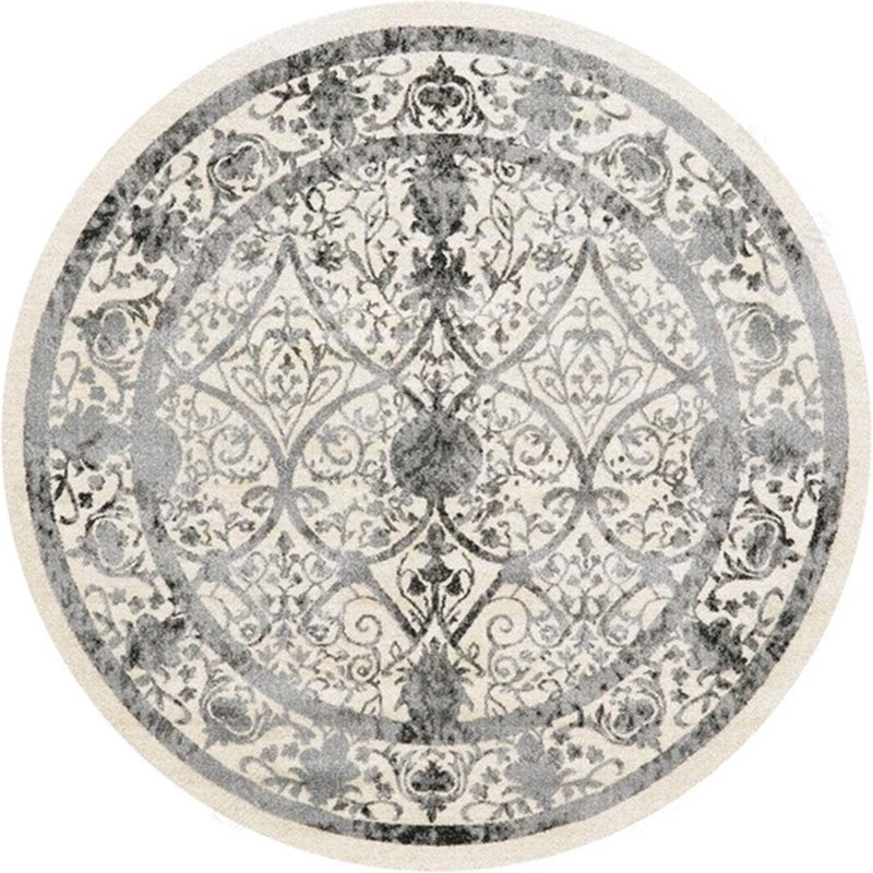 Ethnic Multicolor Floral Rug Synthetic Pearls Rug Non-Slip Backing Pet-Friendly Machine Washable Rug for Large Room