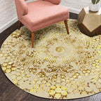 Ethnic Multicolor Floral Rug Synthetic Pearls Rug Non-Slip Backing Pet-Friendly Machine Washable Rug for Large Room