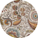 Ethnic Multicolor Floral Rug Synthetic Pearls Rug Non-Slip Backing Pet-Friendly Machine Washable Rug for Large Room