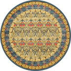 Ethnic Multicolor Floral Rug Synthetic Pearls Rug Non-Slip Backing Pet-Friendly Machine Washable Rug for Large Room