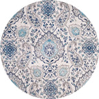 Ethnic Multicolor Floral Rug Synthetic Pearls Rug Non-Slip Backing Pet-Friendly Machine Washable Rug for Large Room
