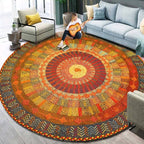 Ethnic Multicolor Floral Rug Synthetic Pearls Rug Non-Slip Backing Pet-Friendly Machine Washable Rug for Large Room