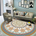 Ethnic Multicolor Floral Rug Synthetic Pearls Rug Non-Slip Backing Pet-Friendly Machine Washable Rug for Large Room