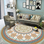 Ethnic Multicolored Flower Rug Synthetic Persian Rug Non-Slip Backing Pet-Friendly Machine Washable Rug for the Large Room