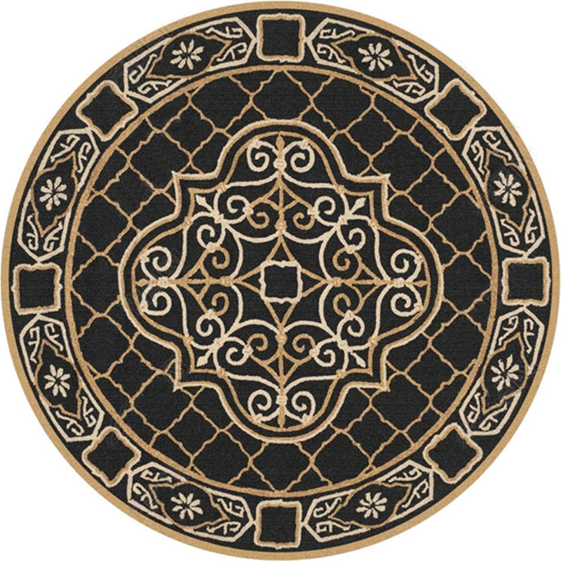 Ethnic Multicolor Floral Rug Synthetic Pearls Rug Non-Slip Backing Pet-Friendly Machine Washable Rug for Large Room