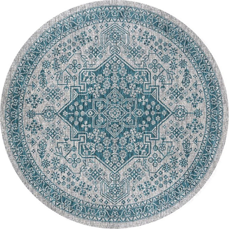 Ethnic Multicolor Floral Rug Synthetic Pearls Rug Non-Slip Backing Pet-Friendly Machine Washable Rug for Large Room