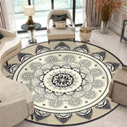 Moroccan Style Sunflower Rug Gray-Black Synthetic Rug Washable Non-Slip Backing Stain-Resistant Rug for Family Room
