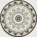 Moroccan Style Sunflower Rug Gray-Black Synthetic Rug Washable Non-Slip Backing Stain-Resistant Rug for Family Room